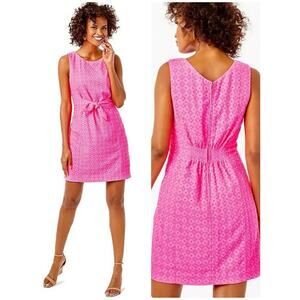 NWT Lilly Pulitzer Clarise Shift Dress Pink Ditsy Diamond Sleeveless Mini Sz 16